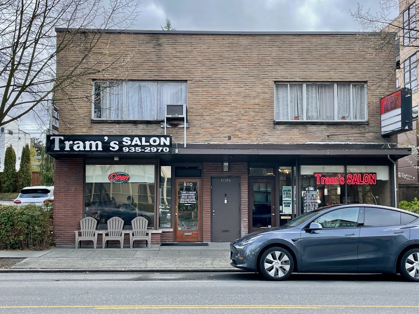 Tram's Salon storefront on California Ave SW in West Seattle's Junction neighborhood